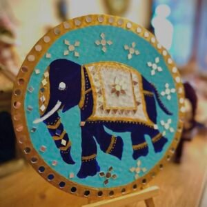 Royal Blue Elephant Shubh Wall Plate