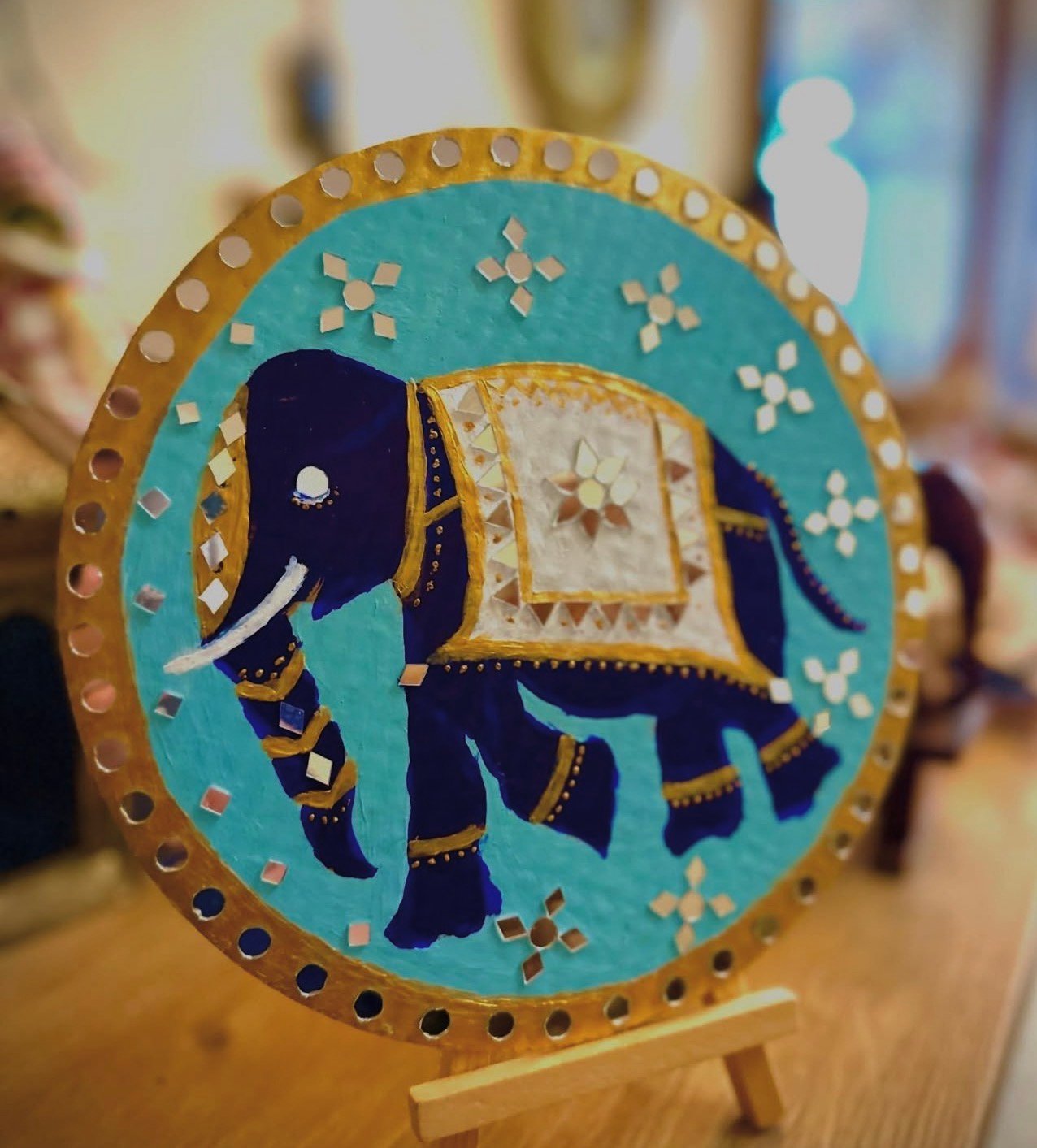Royal Blue Elephant Shubh Wall Plate