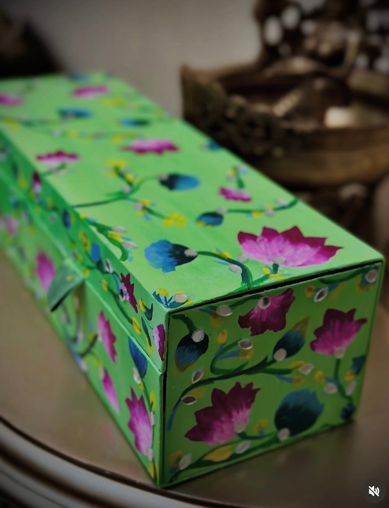 Floral Hand-Painted Storage Box