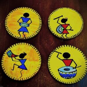 Warli Folk Dance Coasters (Set of 4)