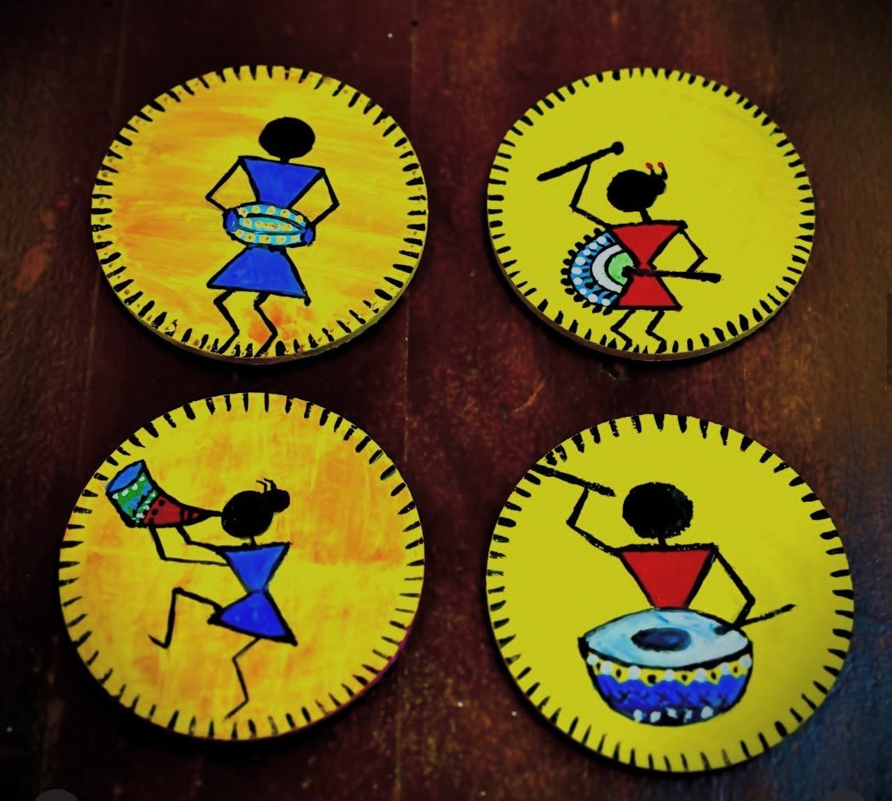 Warli Folk Dance Coasters (Set of 4)