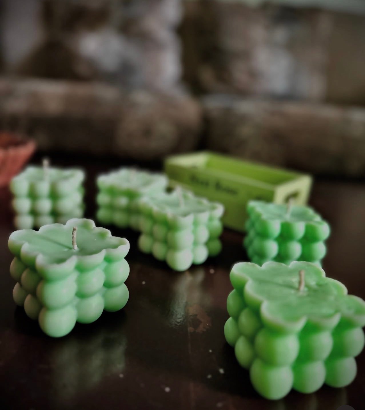 Sage Green Bubble Cube Candles